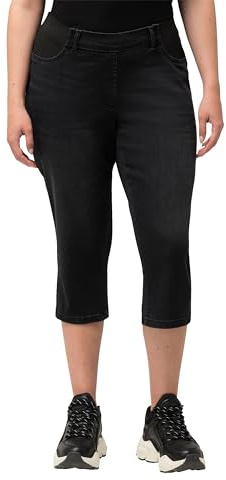 Ulla popkar, kvinnor, stora storlekar, caprijeans med elastisk linning, Sienna, svart, 52 SE