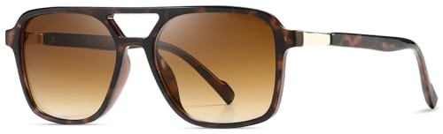 kimorn Retro Sonnenbrille für Damen Herren Trendy Retro Sonnenbrille Rechteck Rahmen Schatten K1649 (Schildkröte/Braun)