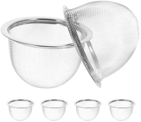Kichvoe Large Stainless Steel Tea Filter Strainer Replacement Set of 6 for Loose Leaf Teapot Infuser Basket Metal Mesh Tea Steeper