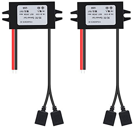 AITRIP 2 PCS Double USB Car Converter Module 12V to 5V 3A 15W Power Adapter DC to DC Reduced Voltage Regulator Car Power Converter Output Power Adapte