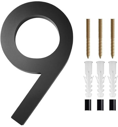 Numero Civico Esterno 10-30cm Numero civico galleggiante Lettere Moderne Segnaletica for porte Alfabeto Casa Esterno Numeri neri Indirizzo Targa #0-9/26 Lettere Numeri Civici Esterni(9,12.6cm)