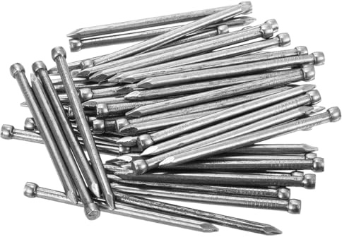 sourcing map Finishing Nails 50pcs 50mm 2 Inch Hand-Drive Hardware Carbon Steel Nail Lost Head Nail