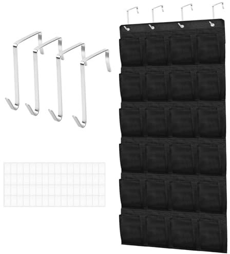 Organisateur de chaussures à suspendre sur la porte avec 24 poches, rangement multifonction en tissu non tissé pour chambre à coucher et salle de bain, avec haak