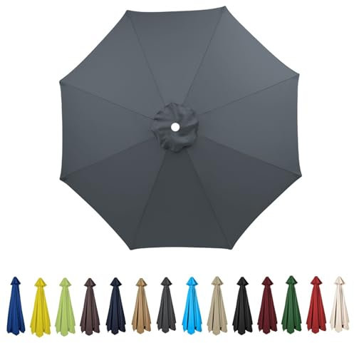Gartenschirm-Abdeckung, 2,7 m, freitragender Sonnenschirm, Ersatz-Sonnenschirm-Schutz, graues Polyestergewebe, 3 m / 2 m (8 Rippen)