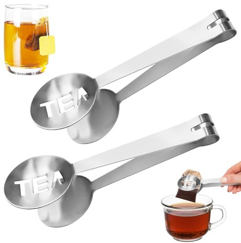 2 exprimidores de bolsas de té de acero inoxidable, pinzas redondas para bolsas de té, colador de bolsas de té, soporte para bolsas de té adecuado para sujetar bolsas de té, cubos de azúcar, cubitos