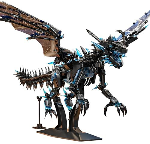 Frost Riesiger Drachen Bausteine Bausatz, 1607Stück Magisches Tierisches Modells pielzeug, Coole Tiere Modell Drachen Klemmbausteine, Sammlungsideen Geschenke für Spiele Fan Kinder Erwachsene(68258)