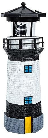 Yardwe Outdoor Solar Rotierender Led Leuchtturm Dekorative Gartenlampe Resin Für Außenbereich Solarbetrieben Für Garten Balkon Und Terrasse