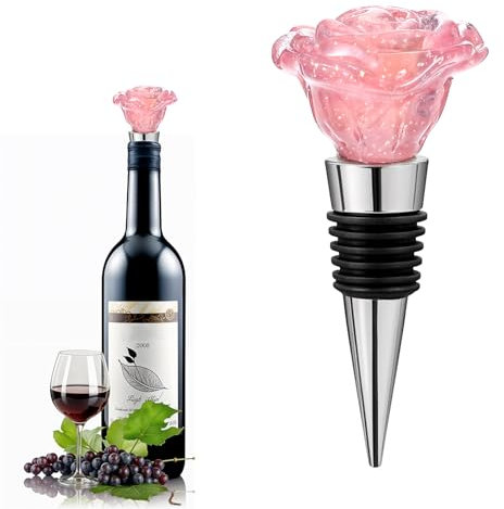 Flaschenverschluss Weinverschluss Rosa Rose Flaschenkorken Wiederverwendbare Universal Wein Verschluss Flaschensicherer Flaschenstöpsel für Weinsammlung Rotwein Saver Sealer