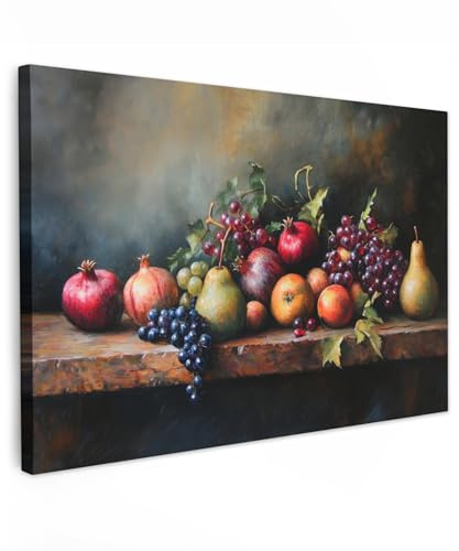MuchoWow© Leinwand Bilder Groß XXL Wanddeko Wohnzimmer Aesthetic Room Decor | 120x80 cm - Deko Zimmer Wandbilder Modern Bild auf Rustikal - Stilleben - Obst