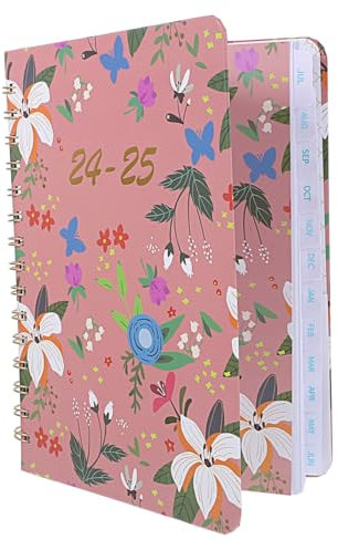 TOVINANNA Spiralnotizbuch Mit Blumenmuster Akademischer Kalender Terminplaner Wochenkalender Notizblock Für Büro Und Schule Zeitplan-notizbuch Wochen Und Monatsplaner