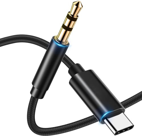 TZONOO USB C auf Aux Kabel 1M, USB C auf Klinke 3.5mm Audio Aux Kabel Dauerhaft kompatibel mit iPhone 16/15 Pro, Galaxy S24/S23/S22 Ultra, iPad Pro, Pixel, Huawei P40 usw.（Schwarz）