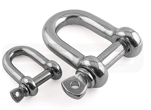 A4 316 Stainless Steel D Shackle with Screw Pin Rigging Lock, 4mm - 32mm