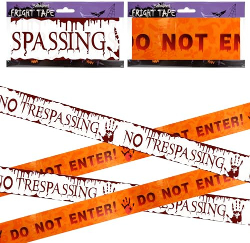 Kezidhp 2pcs Halloween Nastro di Avvertimento 6m – Halloween Absperrband, Decorazione Horror per Festa Zombie, Giardino & Esterno, Riutilizzabile per Halloween Party