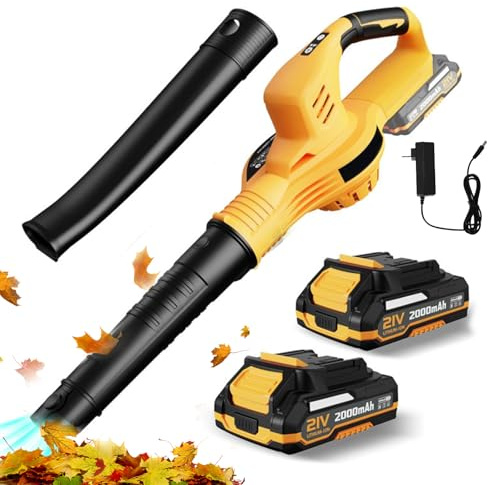 Soffiatori di foglie, soffiatore di foglie senza fili, 21 V, batteria e caricabatterie, 2 velocità, 3000 W, soffiatore batteria per la pulizia del giardino e rimozione della neve soffiatore elettrico