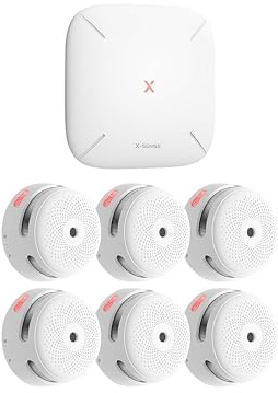 X-Sense Rilevatore di fumo intelligente con stazione base SBS50, rilevatore di fumo Wi-Fi, compatibile con Home Security App X-Sense, rilevatore di fuoco radio, modello FS61