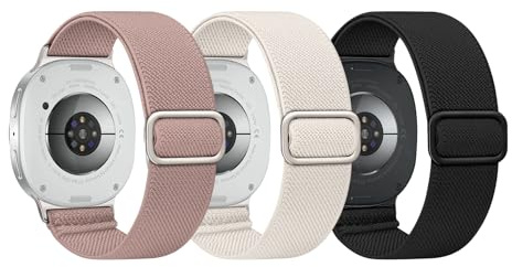 3-pack elastiskt armband för Samsung Galaxy Watch 8 armband 40 mm 44 mm/Galaxy Watch 8 Classic 46 mm, vattentätt nylonband ersättningsarmband för män kvinnor