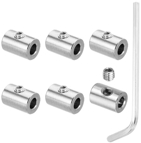 PATIKIL 6 Pezzi Set Di Morsetti Per Cavo In Acciaio Inox 304 Argento | Morsetti Singoli Per Cavo Con Viti Esagonali E Chiave, Con Foro Da 6mm, Per Fissaggio Cavi Metallici