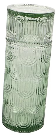 LIGIGWASH Jarra y Vaso de Vidrio con Diseño Jarra para y Agua Fría para Mesita de Noche Funcional y Decorativa para Dormitorio y Baño