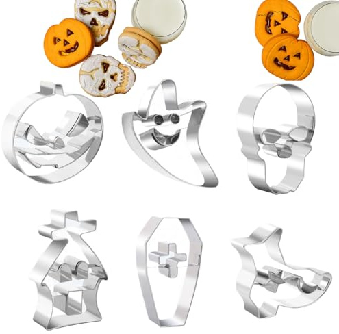Yonuaret Lot de 6 petits emporte-pièces d'Halloween - Moules à dessert - Pour la cuisine, les fêtes, la famille et la pâtisserie