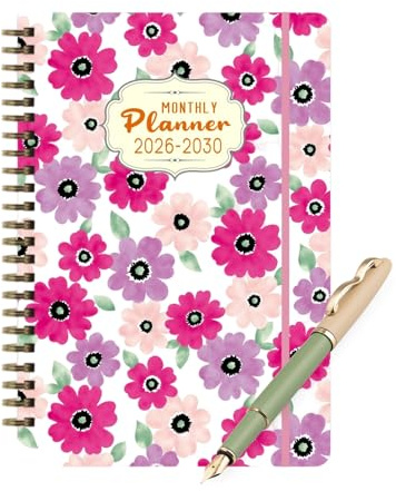 Planner giornaliero | Agenda di pianificazione 5 anni rilegata a, planner mensile 2026-2030 - Per studenti di scuola, affari, lavoro e pianificazione sulla scrivania