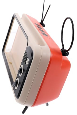 EXCEART Supporto per Cellulare Stile Tv Retrò in Plastica Arancione con Funzione Antiscalfitura e Design Creativo per Smartphone su Scrivania Desktop