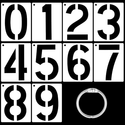 XLIUAX 10 Pack 8 Inch Number Stencils Set, Large 0 to 9 Reusable Curb Address Number Stencils Plastic Digital Templates for Painting DIY Art Projects Parking Lot Decoration