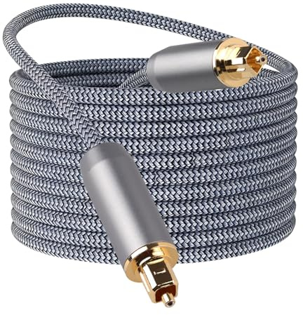 3M Optical Audio Cable for Soundbar to TV Long Toslink Digital Fiber Optic Cable, Nylon Braided S/PDIF Male to Male Compatible with Soundbar, Speaker, Game consoles, CD, DVD, Players, Home Theater