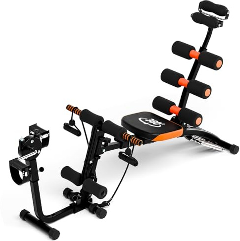 Ab Machine Sit Up Exercise Equipment with Resistant Bands, Foldable Multi-Functional Adjustable Abdominal Trainer, Ab Workout Bench for Home Gym, Full Body Exercise Chair