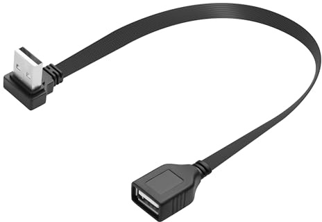 JSADZKJ 90 Degree USB 2.0 A Male to Female Extension Cord,Flat Short USB Extension Cable,Support Charging and Data Transfer for Car,Laptop, Tablets,Phones,Printer 20CM/8Inch(Up Angle USB Port)
