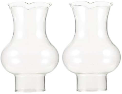 IDEANATEGRATE Paralume in Vetro Lampada a Petrolio da 2 Pezzi, Paralume Vetro Trasparente Ricambio per Lampada Cherosene, Pratico e Decorativo per Home Decor, Protegge gli Occhi
