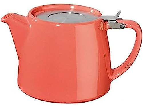Tea People Forlife Stump Teapot 530 mL 18 Oz., Suitable for 2 Cups, Coral,Orange