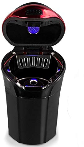 Aschenbecher Auto, Auto Aschenbecher mit blauer LED-Lichtanzeige, Auto Aschenbecher mit Deckel für Auto, Haus, Büro