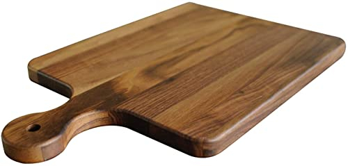 Virginia Boys Kitchens Walnut Wood Chopping Board with Handle - 41 x 25 cm Large Rectangular American Hardwood Cutting and Carving Countertop Block