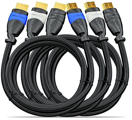 deleyCON HDMI Kabel SET - 3x 1m kompatibel zu HDMI 2.0a/b/1.4a - UHD 4K HDR 3D 1080p 2160p ARC - High Speed mit Ethernet - Blau/Grau/Schwarz