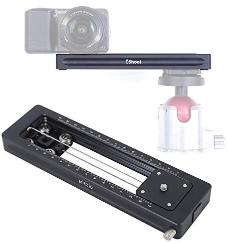 iShoot Rail de Mise au Point pour Appareil Photo MILC, trépied téléphone, Portable et stabilisateur vidéo Mini précision Mise au Point de Vue en Gros Plan Plaque de Serrage pour Macro-Photographie