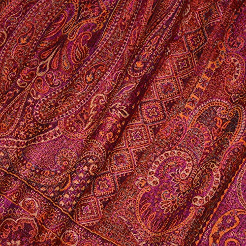 Lorenzo Cana 9628877 Couverture jacquard tissée en coton avec laine mérinos fine - Motif cachemire d'agneau - Couverture de canapé - 140 x 200 cm