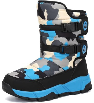 Mishansha Winterstiefelfür Mädchen Winterschuhe Warm Gefüttert Winterboots Outdoor rutschfeste Schneestiefel Kinder, Schwarz Blau, 29 EU