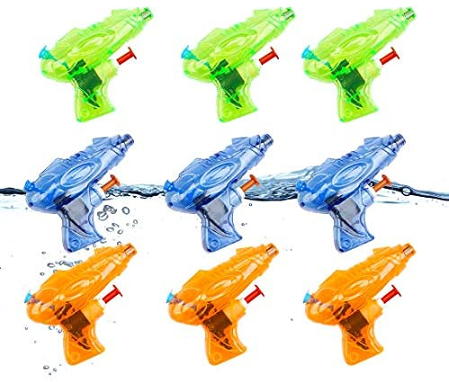 O-Kinee Kinder Spielzeug Wasserpistole 9 PCS Mini Wasserpistolen Spritzpistole Transparent Wasser Spritz Pistole, für Sommerpartys im Freien, Strand, Pool, Garten Strandspielzeug (Mini)