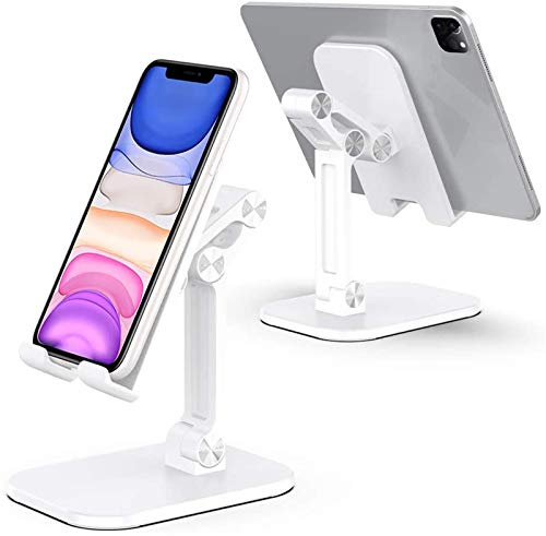 JianHan Handy Ständer,Multi-Winkel Tisch Handy Halterung,Tablet Halterung Desktop-Telefonhalter, Verstellbarer Tablet-Ständer Faltbarer tragbarer Halter Kompatibel mit Galaxy S10 9 iPad (Weiß)