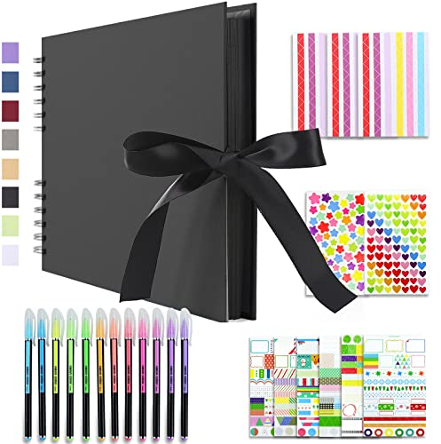 Vienrose Album Fotografico Fai da Te Spirale Scrapbooking Album 80 Pagine Nere Scrapbook Regali Nozze Natale Valentino Regalo di Anniversario Compleanno