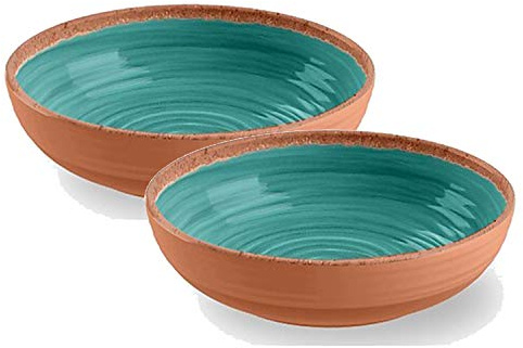 Rustic Swirl Turquoise Melamine Bowl Set (2)