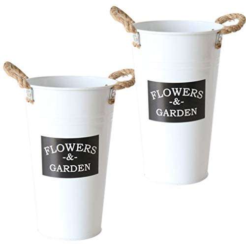Vase en Fer à Corde 2 Pièces, Blanc, pour Bouquets et Fleurs