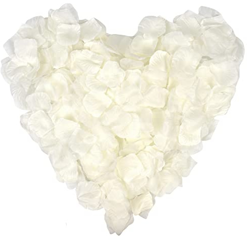 Fangehong 2000 STK Rosenblätter, Künstliche Blütenblätter, Seidenrosen Rosenblüten ohne Geschmack, Gefälschte Romantische Kunstblumen für Hochzeits Dekoration Valentinstag Hochzeitstag (Creme Weiß)