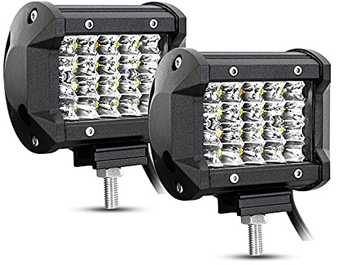 Willpower Phare de Travail LED 10CM 60W 12V 24V Spot pour Tracteur Voiture | 2PCS Feu Antibrouillard LED 6000K Blanc, Etanche IP67, pour 4x4 Quad Camion Offroad Véhicule Bateau ATV