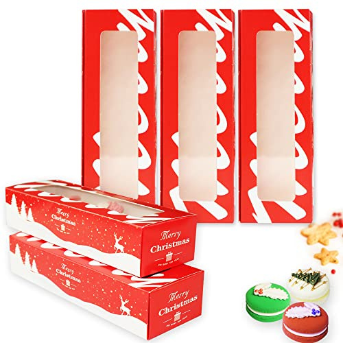 wraphay 30-pack julkakor lådor med fönster röd jul macaron förpackningslådor makaron behållare bageri lådor jordgubbe choklad täckta presentlådor