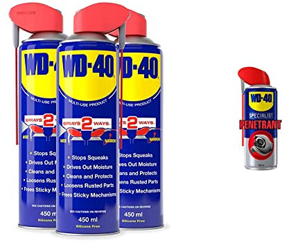 WD-40 Multi-Use Product Smart Straw 450ml Pack of 3 & Penetrant by Specialist - Targets Corroded or Rusted Components and Mechanisms., Wide and 360 Spray - 400 ml
