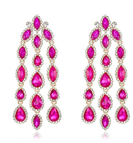 EVER FAITH Quaste Ohrringe Strass Art Deco Kronleuchter funkelnde Kristall Vintage-Stil Teardrop durchbohrt baumeln