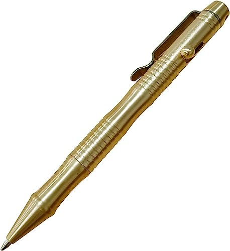 SMOOTHERPRO Massiver Messing Kugelschreiber Bolt Action Kugelschreiber für Tremor Parkinson Arthritis Hände Business Büro EDC Unterschrift Farbe Natur(BB201)