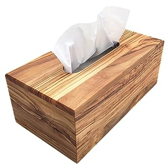 medina mood Papierbox Aufbewahrungsbox für Kosmetiktücher, Taschentücher rechteckig handgefertigt aus Olivenholz Geschenk.