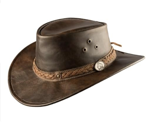 Scippis CooRoo Hut – Australischer Lederhut aus echtem Känguruleder, knautschbar & wetterfest – Made in Australia – Outback Hut (DE/NL/SE/PL, Alphanumerisch, XL, Braun)